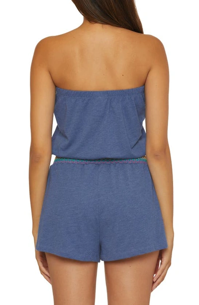 Soluna Strapless Drawstring Waist Cover-up Romper In Denim