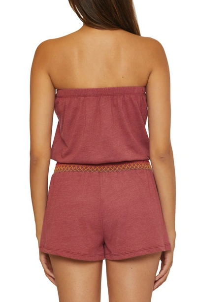 Soluna Strapless Drawstring Waist Cover-up Romper In Pink
