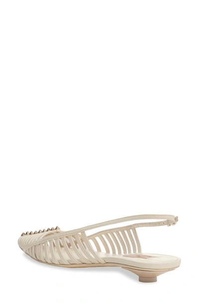 Shop Valentino Rockstud Wispy Pointed Toe Slingback Flat In Ivory