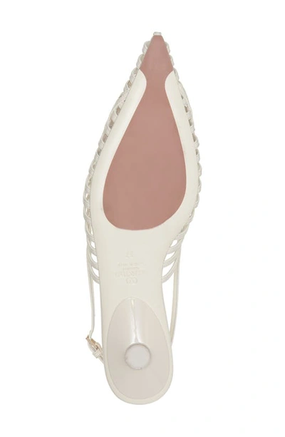 Shop Valentino Rockstud Wispy Pointed Toe Slingback Flat In Ivory