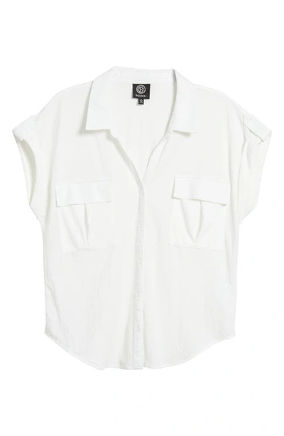 Shop Bobeau Utility Short Sleeve Button-up Shirt In White
