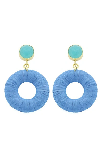 Shop Panacea Raffia Open Circle Drop Earrings In Blue