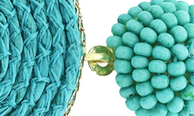 Shop Panacea Bead & Raffia Drop Earrings In Turquoise