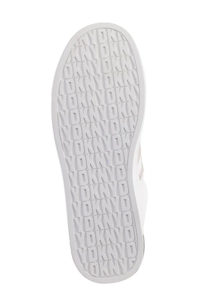 Shop Dkny Logo Appliqué Sneaker In White/ Rose Gold