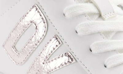 Shop Dkny Logo Appliqué Sneaker In White/ Rose Gold