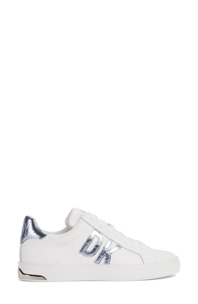 Shop Dkny Logo Appliqué Sneaker In White/ Celestial