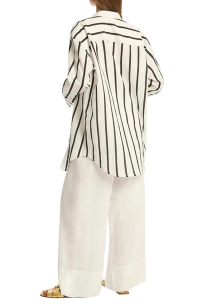 Sea Level Corfu Stripe Cover-up Shirt In Black