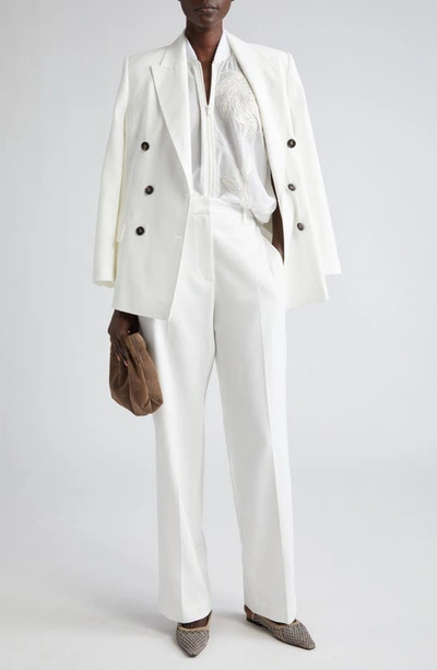 Shop Brunello Cucinelli Cotton Twill Straight Leg Pants In C4171 Off White
