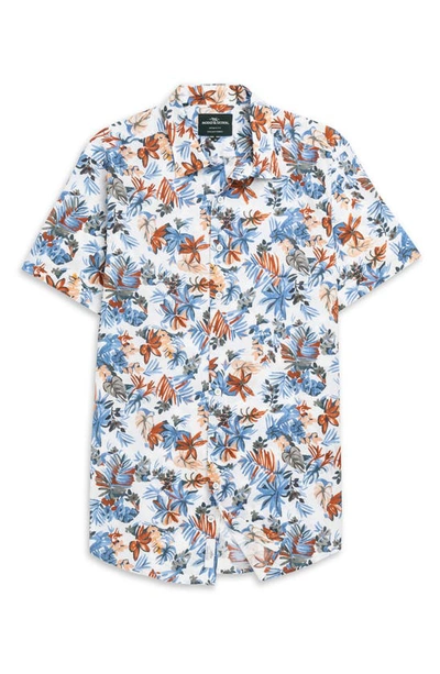 Shop Rodd & Gunn Oyster Cove Sport Fit Floral Short Sleeve Cotton Button-up Shirt In Turquoise