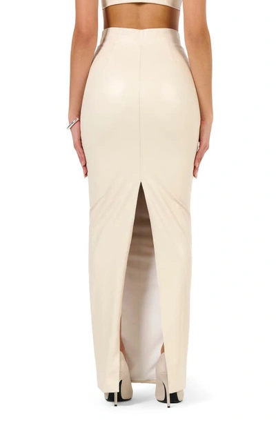 Shop Naked Wardrobe The Faux Leather Life Midi Skirt In Cream