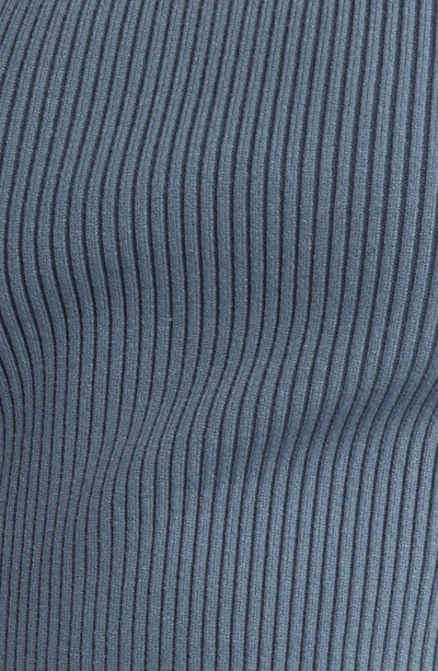 Open Edit Luxe Sculpt Square Neck Long Sleeve Top In Blue Weather