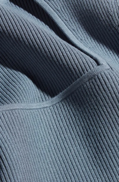 Open Edit Luxe Sculpt Square Neck Long Sleeve Top In Blue Weather