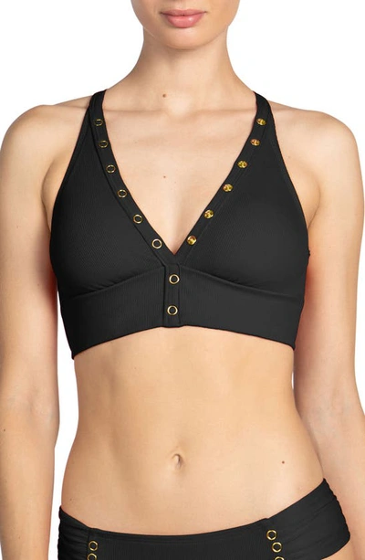 Shop Robin Piccone Amy Halter Bikini Top In Licorice