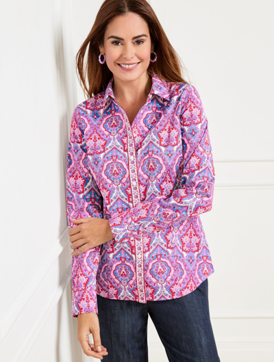 Talbots Non-iron Perfect Shirt - Whimsical Medallion - Laguna Blue - 16  In Laguna Blue