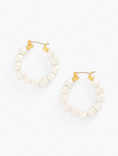 Shop Talbots Fresh Pearl Hoop Earrings - Ivory Pearl/gold - 001  In Ivory Pearl,gold