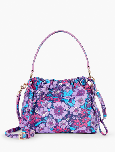 Shop Talbots Drawstring Crossbody Bag - Blooming Floral - Purple Plum - 001