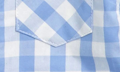 Shop Sammy + Nat Gingham Button-up Shirt, Solid Suspender Pants & Bow Tie Set In Blue