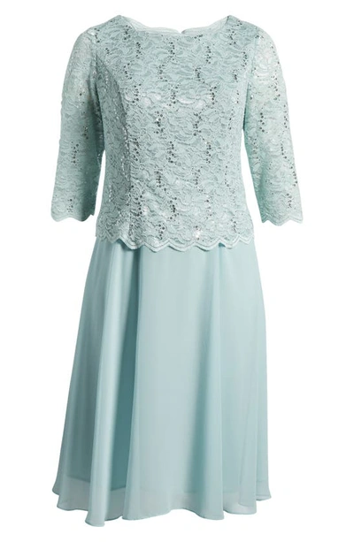 Shop Alex Evenings Mock Two-piece Midi Dress In Fresh Mint