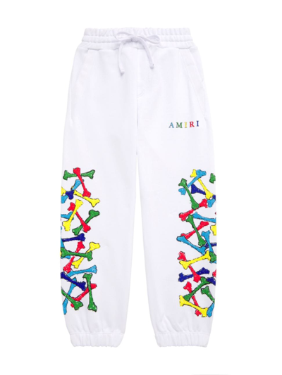 Shop Amiri Little Kid's & Kid's Logo Scribble Bones Joggers In White