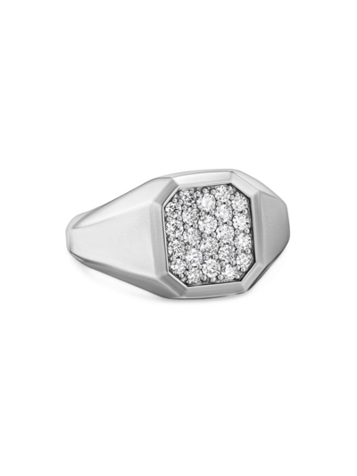 Shop David Yurman Men's Streamline Signet Ring In Sterling Silver In Diamond