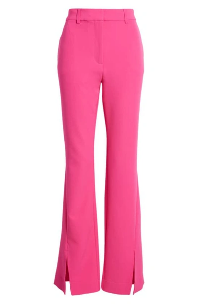 Shop Dkny Sportswear Split Hem Flare Leg Stretch Twill Pants In Shocking Pink