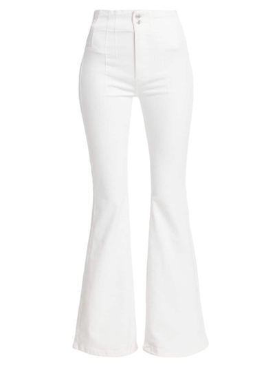 Shop Free People Women's Jayde Twill Mid-rise Flare Pants In Pure White