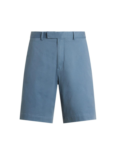 Shop Polo Ralph Lauren Men's Stretch-twill Flat-front Shorts In Bay Blue