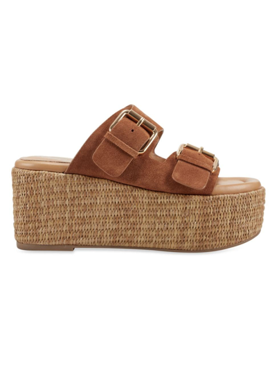 Shop Marc Fisher Ltd Women's Palery Suede Platform Sandals In Medium Natural