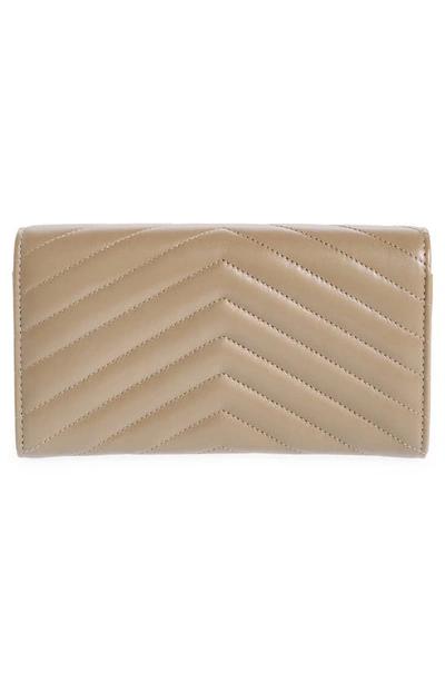 Shop Saint Laurent Cassandre Envelope Flat Leather Card Case In Dusty Grey