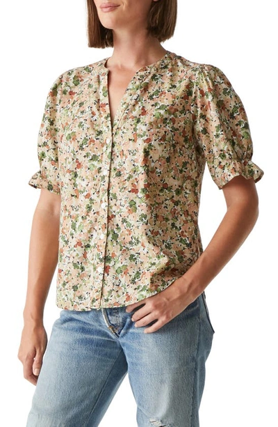 Shop Michael Stars Roxanne Short Sleeve Button-up Shirt In Neutral Combo