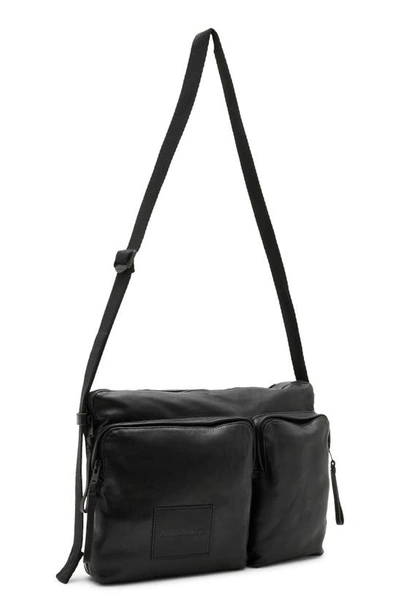Shop Allsaints Steppe Leather Messenger Bag In Black
