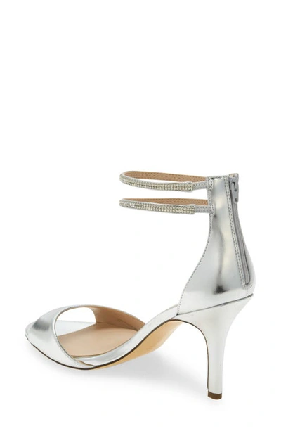 Nina Viktora Ankle Strap Sandal In True Silver Metal