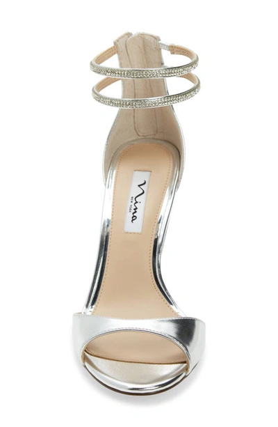 Nina Viktora Ankle Strap Sandal In True Silver Metal