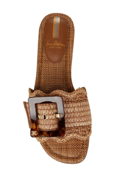 Shop Sam Edelman Bambi Raffia Buckle Slide Sandal In Cuoio