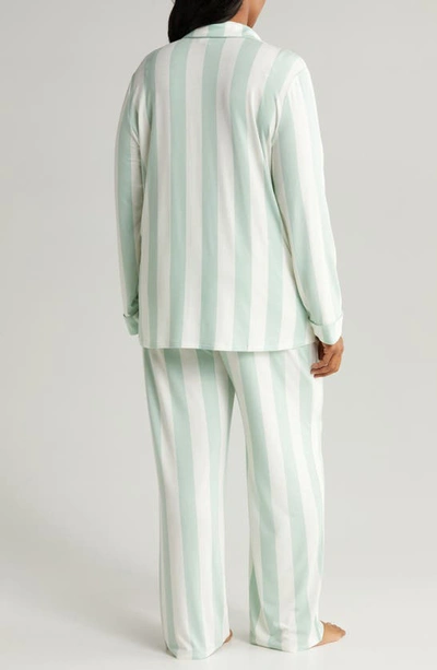 Shop Nordstrom Moonlight Eco Knit Pajamas In Green Fondant Cabana Stripe
