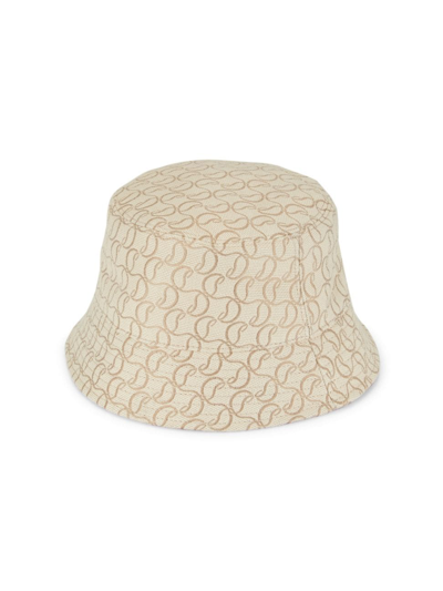 Shop Christian Louboutin Men's Bobino Jacquard Logo Bucket Hat In Natural