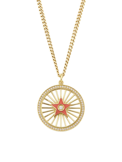 Shop Andrea Fohrman Women's 18k Yellow Gold, Enamel & 0.26 Tcw Diamond Starburst Pendant Necklace