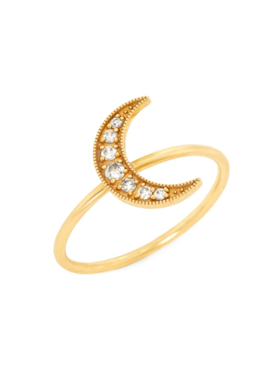 Shop Andrea Fohrman Women's Celestial Luna 18k Yellow Gold & 0.10 Tcw Diamond Crescent Moon Ring