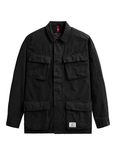 Shop Alpha Industries Men's Jungle Fatigue Cotton Shirt Jacket In Black
