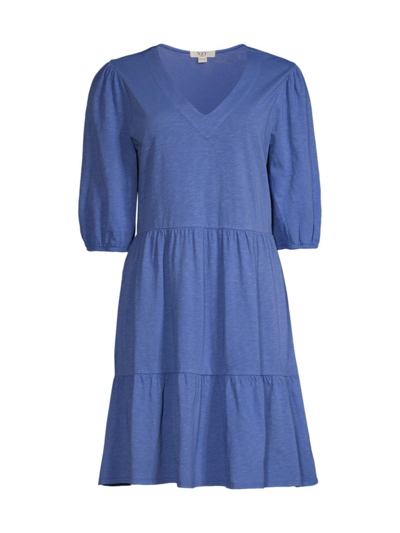Shop Nic + Zoe Women's Shirred Seam V-neck Dress In Morning Glory
