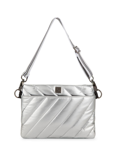 Shop Think Royln Women's Bum Quilted Metallic Crossbody Bag In Pearl Silver