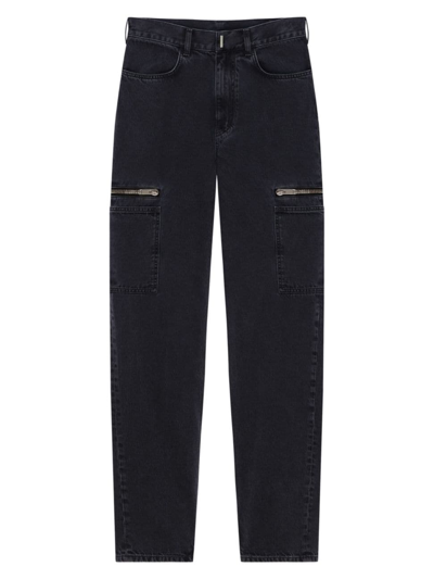Shop Givenchy Men's Cargo Pants In Denim In Black
