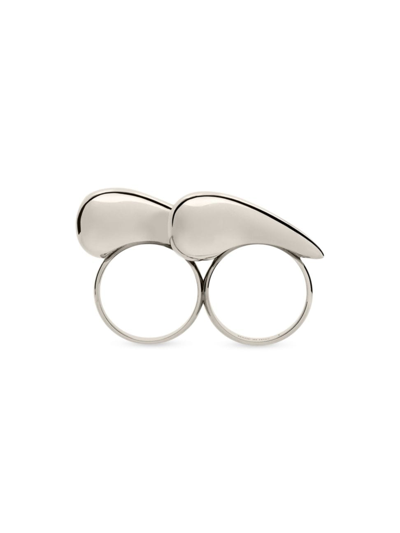 Shop Givenchy Men's G Tears Double Fingers Ring In Metal In Silver