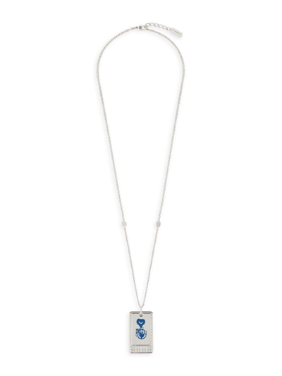 Shop Givenchy Men's Double Tag Necklace In Metal In Silver
