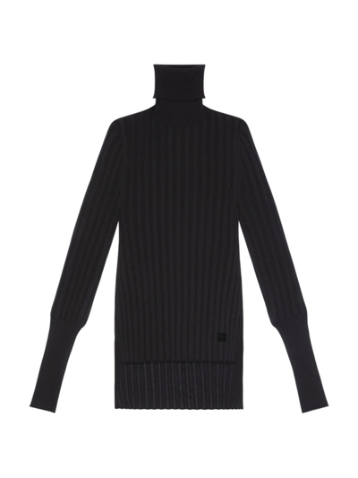 Shop Givenchy Women's Asymmetrical Turtleneck Sweater In Cashmere In Black