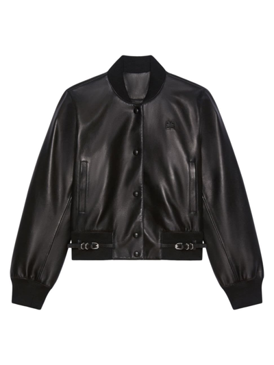 Shop Givenchy Women's Voyou Varsity Jacket In Leather In Black