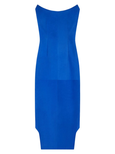 Shop Givenchy Women's Asymmetric Bustier Dress In Suede In Iris Blue