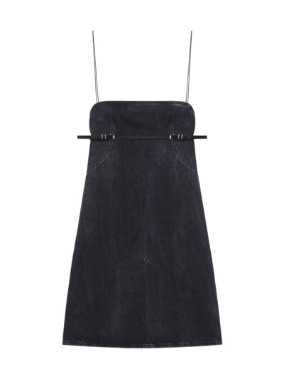 Shop Givenchy Women's Voyou Straps Dress In Denim In Black
