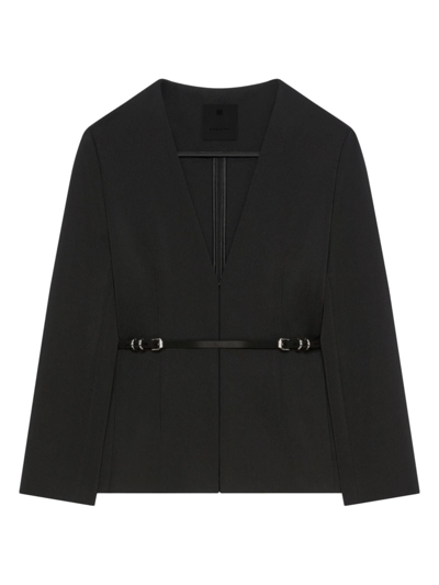 Shop Givenchy Women's Slim Fit Voyou Jacket In Punto Milano In Black