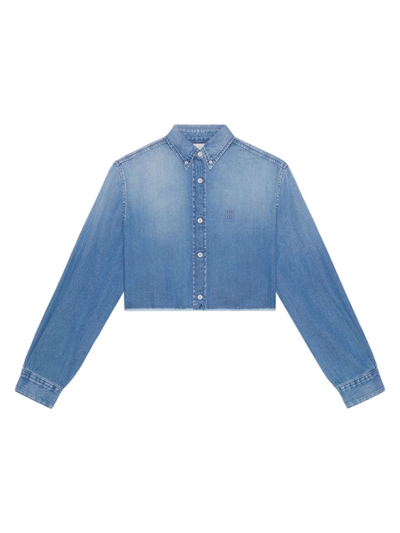 Shop Givenchy Women's Cropped Shirt In Denim In Light Blue